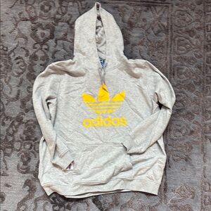 adidas Gray Hoodie with Yellow Logo